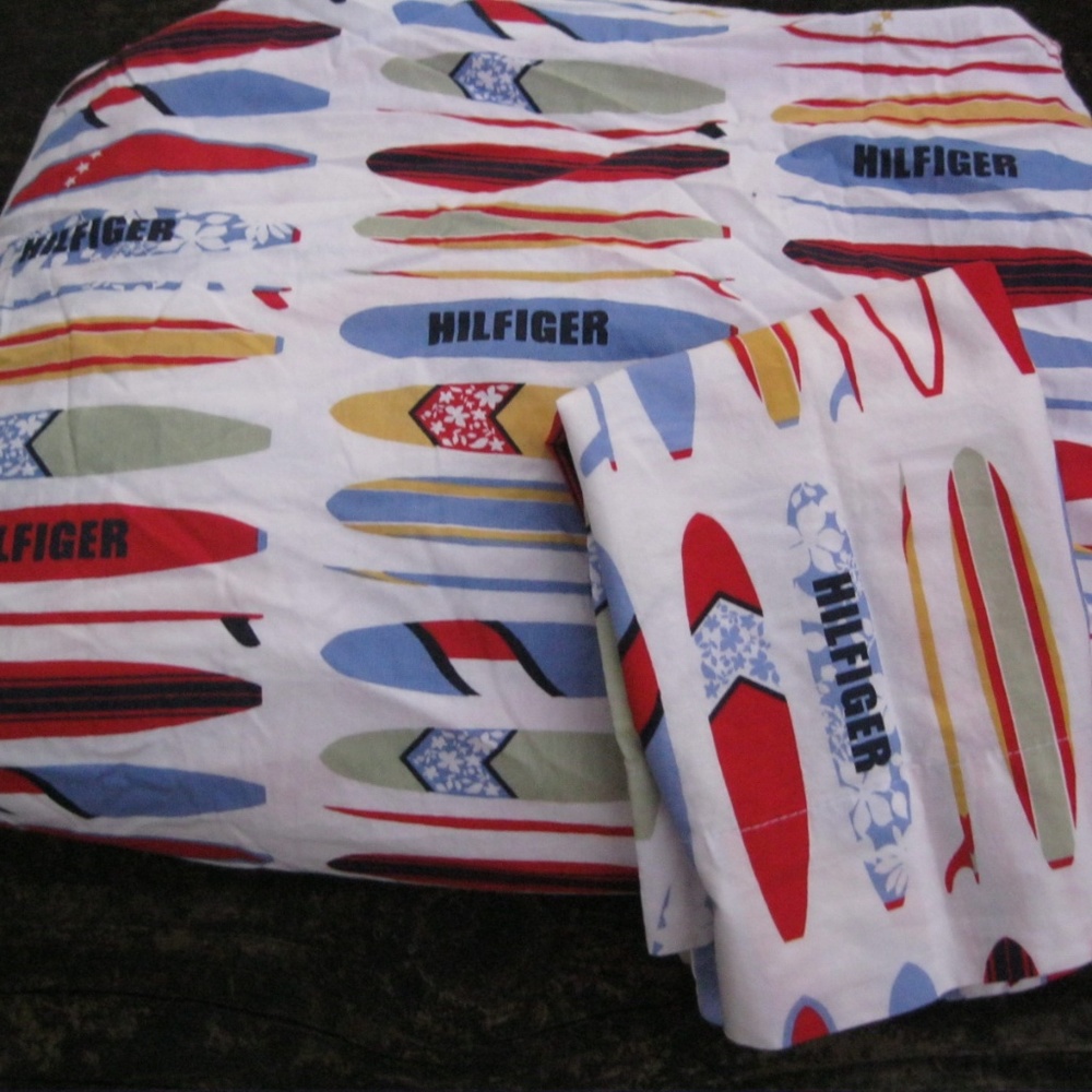 VTG Tommy Hilfiger Surfboard Queen Sheet and Case